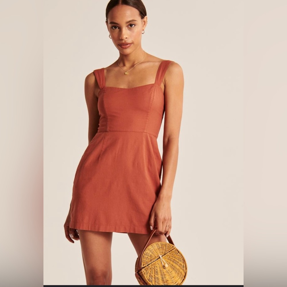 ABERCROMBIE TERRACOTTA LINEN MINI DRESS